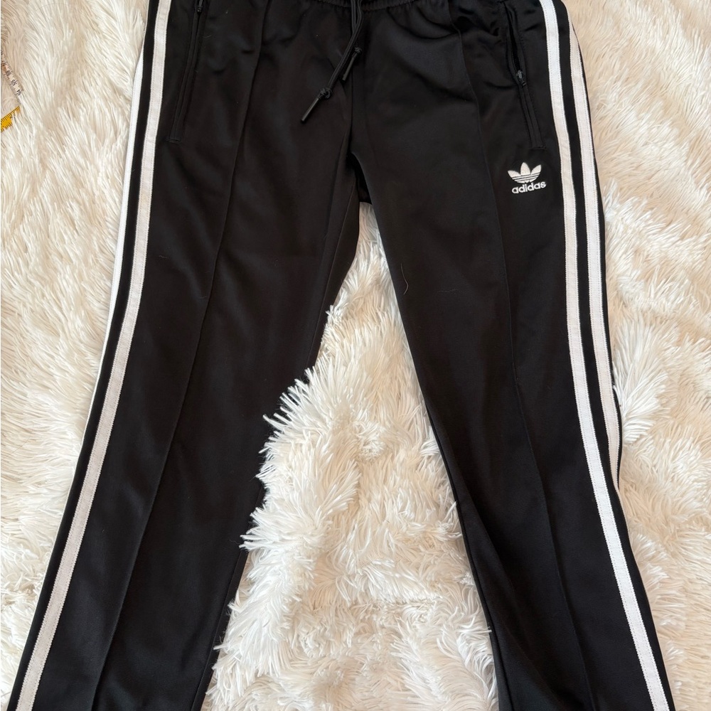 Adidas  Black Joggers with White Stripes